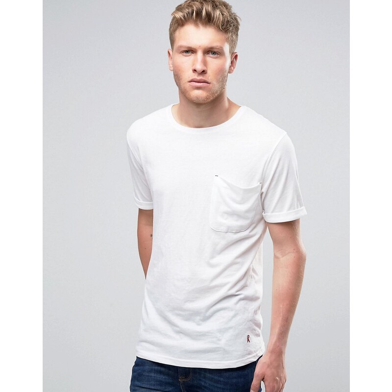 Ringspun - Legeres T-Shirt mit Tasche - Weiß