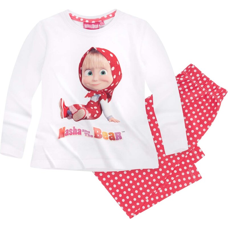 Mascha und der Bär Pyjama rot in Größe 104 für Mädchen aus 100% Baumwolle