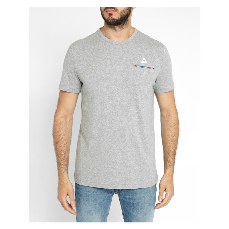 LE COQ SPORTIF Graues T-Shirt Trikolore Pocket