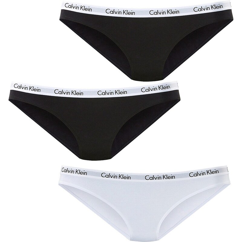Große Größen: Calvin Klein Bikini-Slips (3 Stück) »Carousel«, 2xschwarz+1xweiß, Gr.XS-S