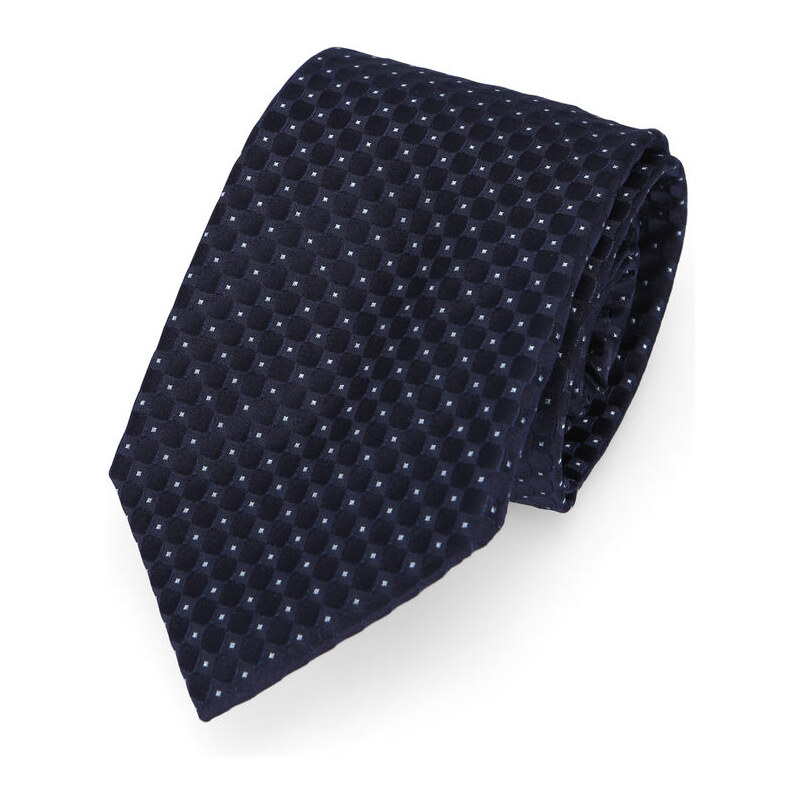 ARMANI COLLEZIONI Krawatte mit Schachbrettmuster in Marineblau mit weißen Punkten