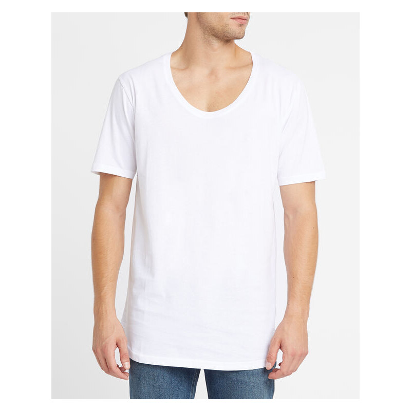 IRIEDAILY Langes T-Shirt mit tiefem Rundhalsausschnitt in Weiß