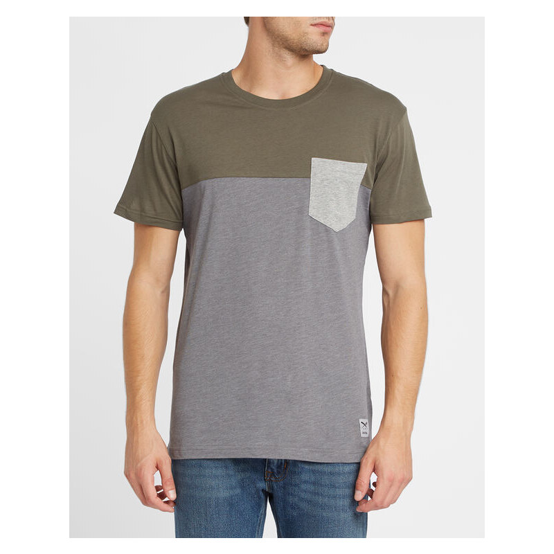 IRIEDAILY T-Shirt mit Rundhalsausschnitt Block Pocket mit Kontrast in Olivgrün