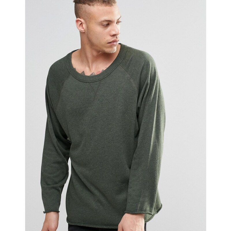 Weekday - Goliath - Sweatshirt mit Rundhalsausschnitt und unbearbeitetem Saum - Grün