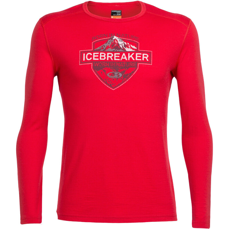 Icebreaker: Herren Outdoor-Shirt / Langarmshirt Oasis Long Sleeve Crewe Alpine Crest, rot, verfügbar in Größe XL
