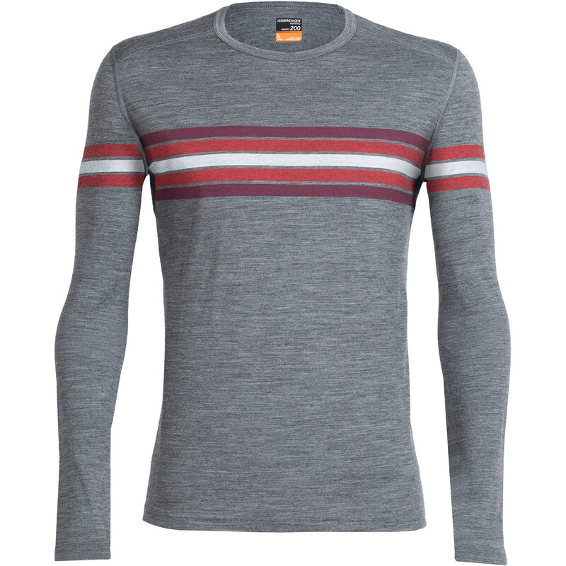 Icebreaker: Herren Outdoor-Shirt / Langarmshirt Oasis Long Sleeve Crewe Coronet Stripe, grau, verfügbar in Größe XL