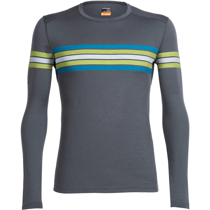 Icebreaker: Herren Outdoor-Shirt / Langarmshirt Oasis Long Sleeve Crewe Coronet Stripe, dunkelgrün, verfügbar in Größe XL