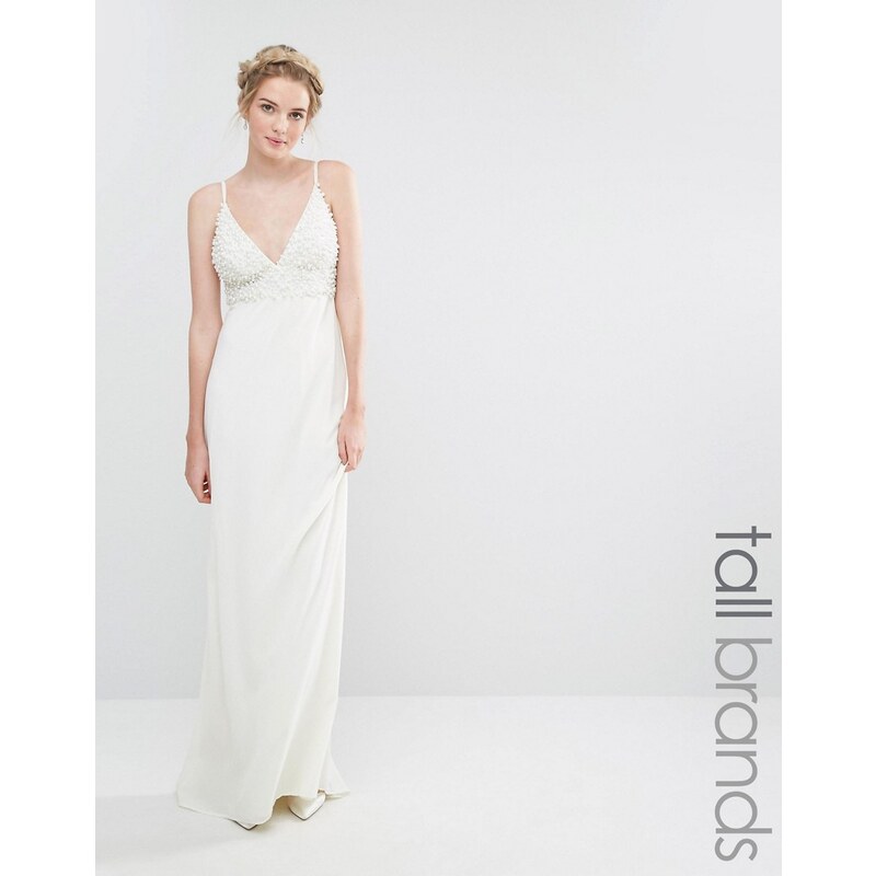 Maya Tall - Bridal - Maxi-Brautkleid mit Perlenstickerei und Schleppe - Weiß