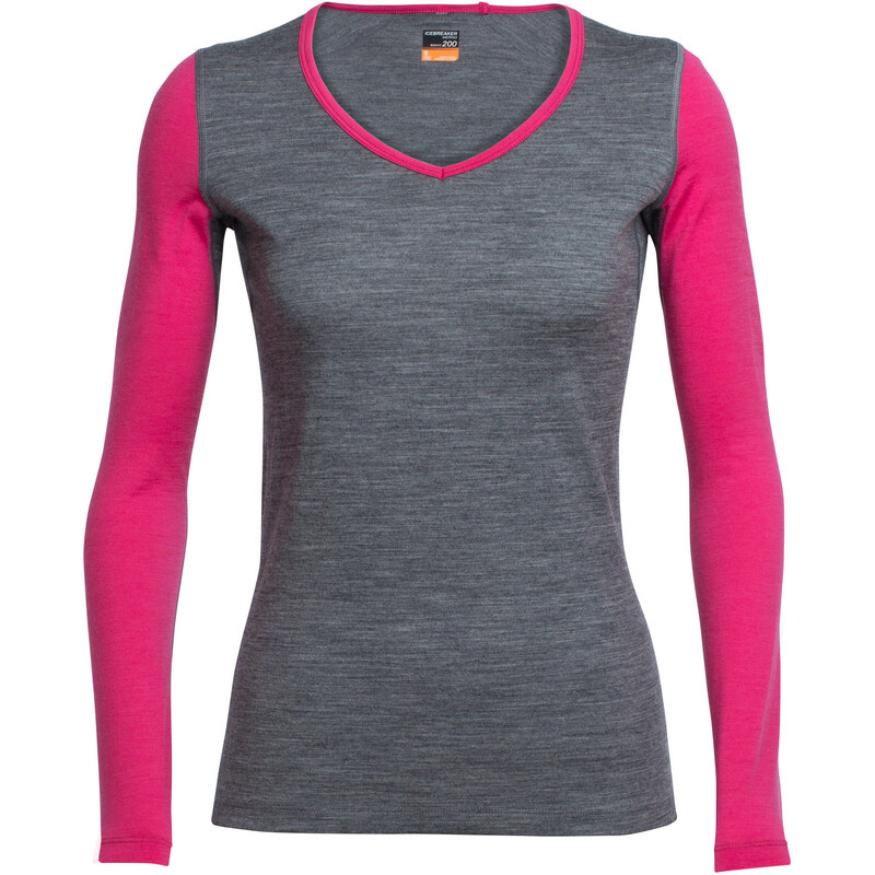 Icebreaker: Damen Outdoor-Shirt / Langarmshirt Oasis Long Sleeve V, hellgrau, verfügbar in Größe L