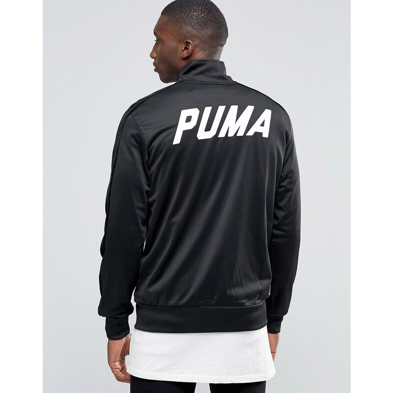 Puma - Schwarze Sportjacke mit Samtbesatz - Schwarz
