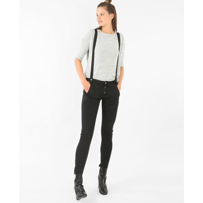 Jeans mit hoher Taille und Hosenträgern Schwarz, Größe 38 -Pimkie- Mode für Damen