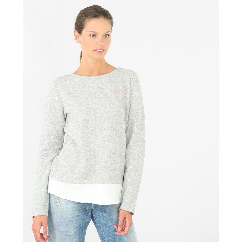 Sweatshirt aus Materialmix Grau, Größe L -Pimkie- Mode für Damen