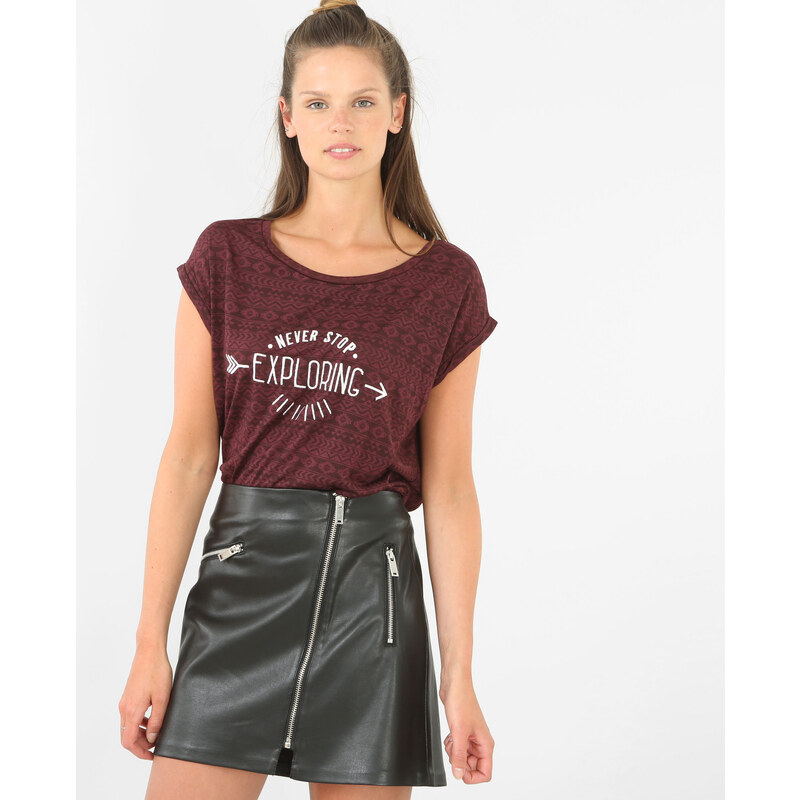 T-shirt 'never stop exploring', bordeauxrot Bordeauxrot, Größe S -Pimkie- Mode für Damen