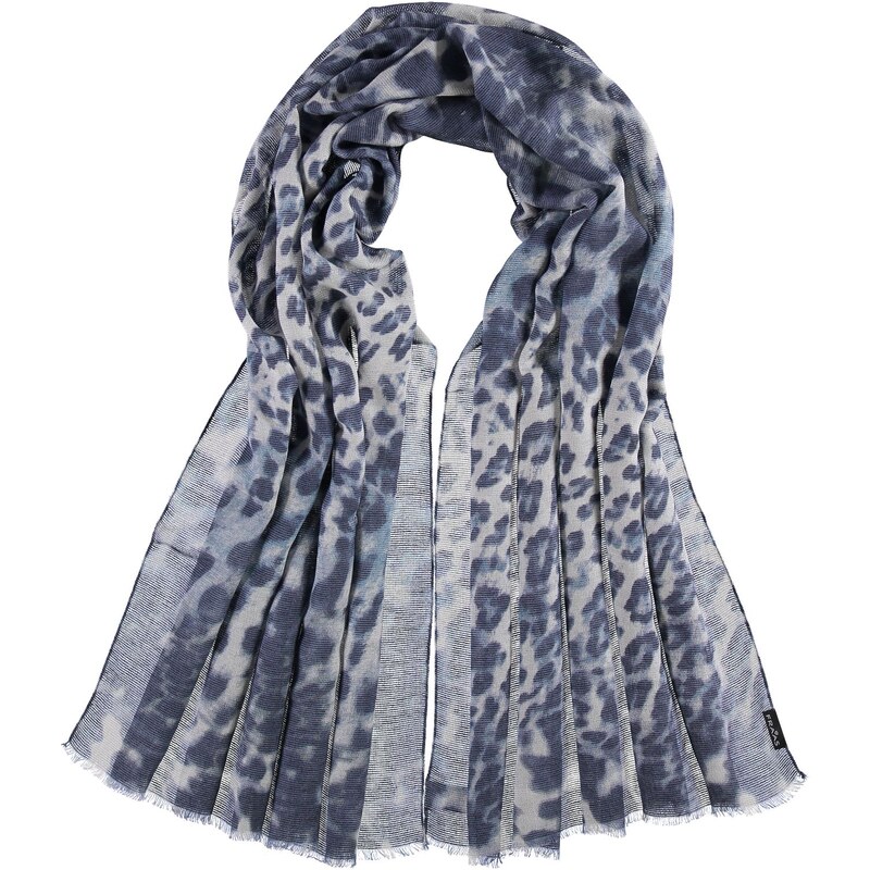 FRAAS Woll-Mix-Schal mit Animalprint in blau