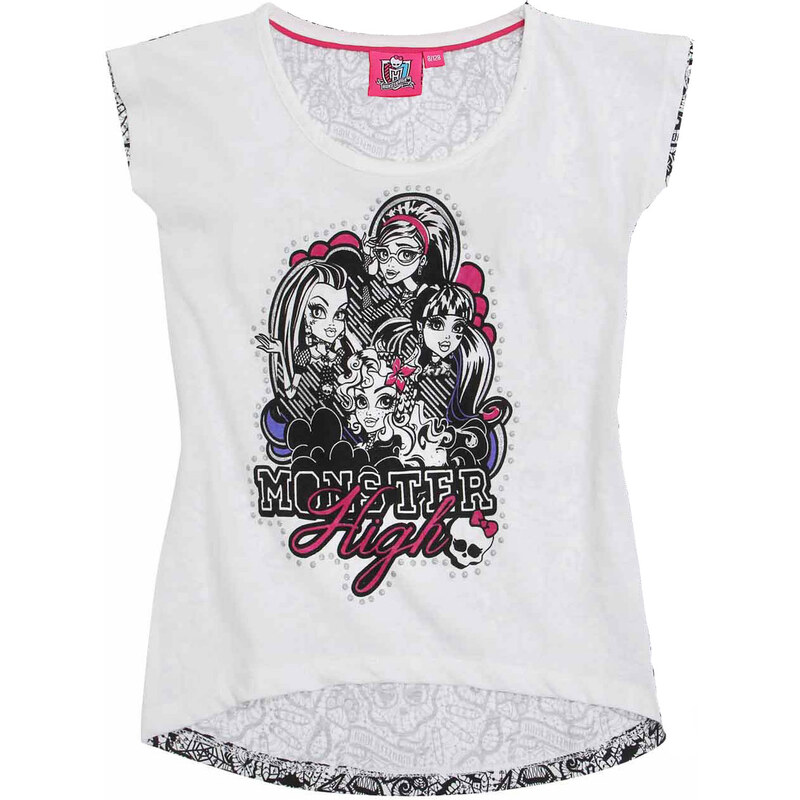 Monster High T-Shirt weiß in Größe 128 für Mädchen aus 60 % Baumwolle 40 % Polyester