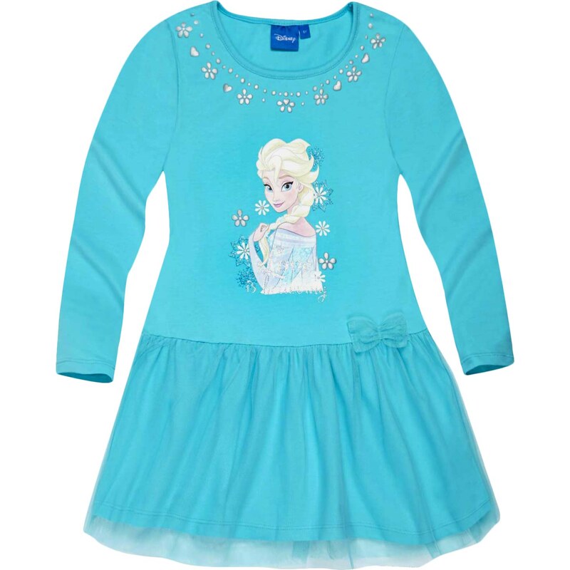 Disney Die Eiskönigin Kleid blau in Größe 104 für Mädchen aus 100% Polyester 95% Baumwolle 5% Elastan