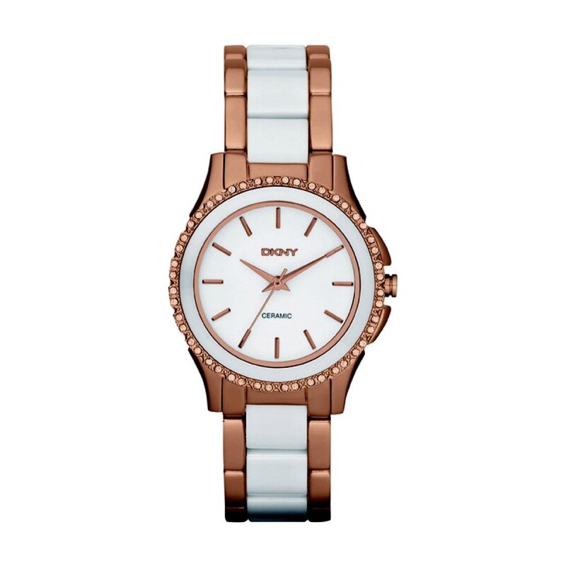 Dkny Armbanduhr - Westside Ceramic Rosegold White - in weiß - Armbanduhr für Damen