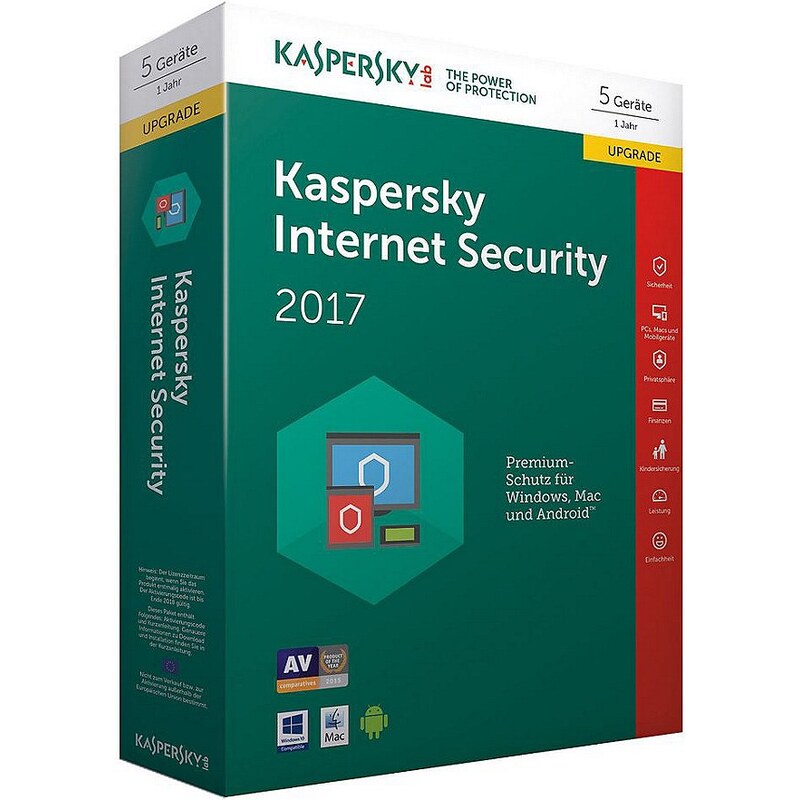 Kaspersky PC - Spiel »Kaspersky Internet Security 2017 5 Lizenzen Upgrad«