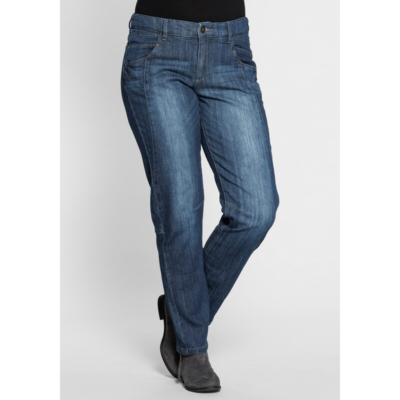Große Größen: sheego Denim Schmale Stretch-Jeans ?Kira?, dark blue denim, Gr.40-58