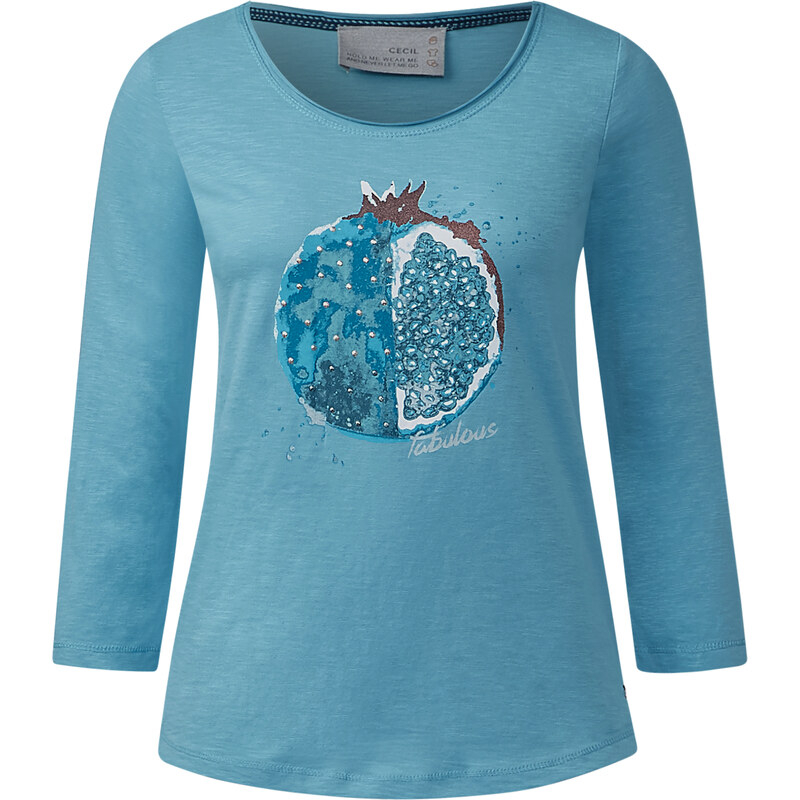 Cecil Shirt mit Früchte-Print - glazed neptune blue, Herren