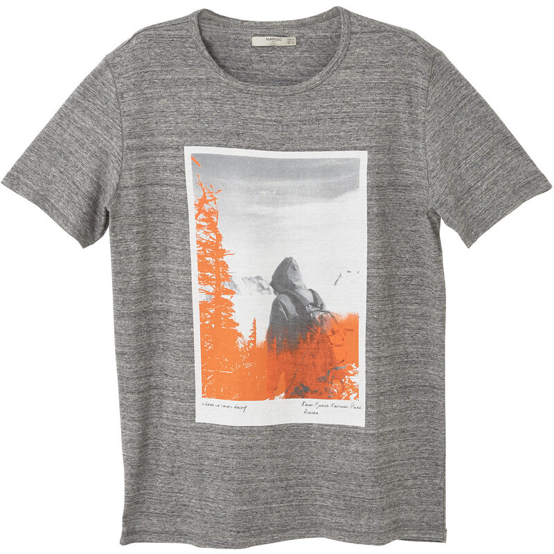 MANGO MAN Baumwoll-T-Shirt Mit Bildaufdruck