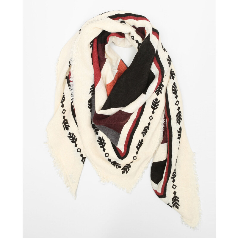 Quadratischer Schal mit Ethno-Motiv Rot, Größe 00 -Pimkie- Mode für Damen