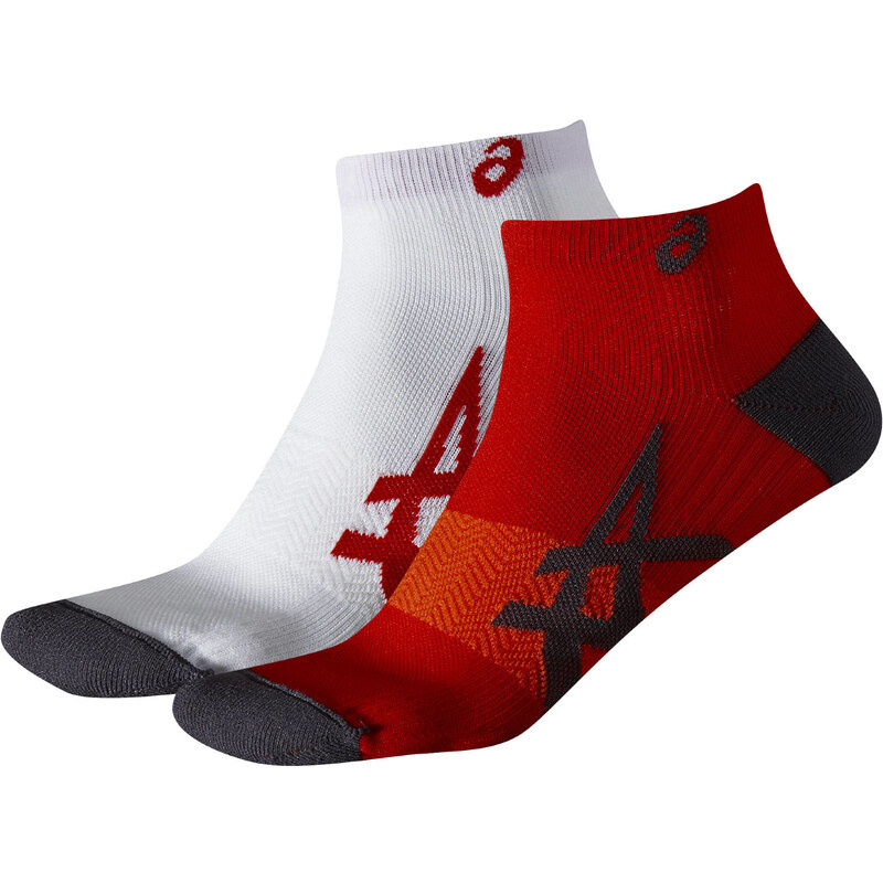 Asics: Laufsocken Lightweight Running Sock 2er Pack weiß/orange, weiss, verfügbar in Größe 43-46,35-38,47-49