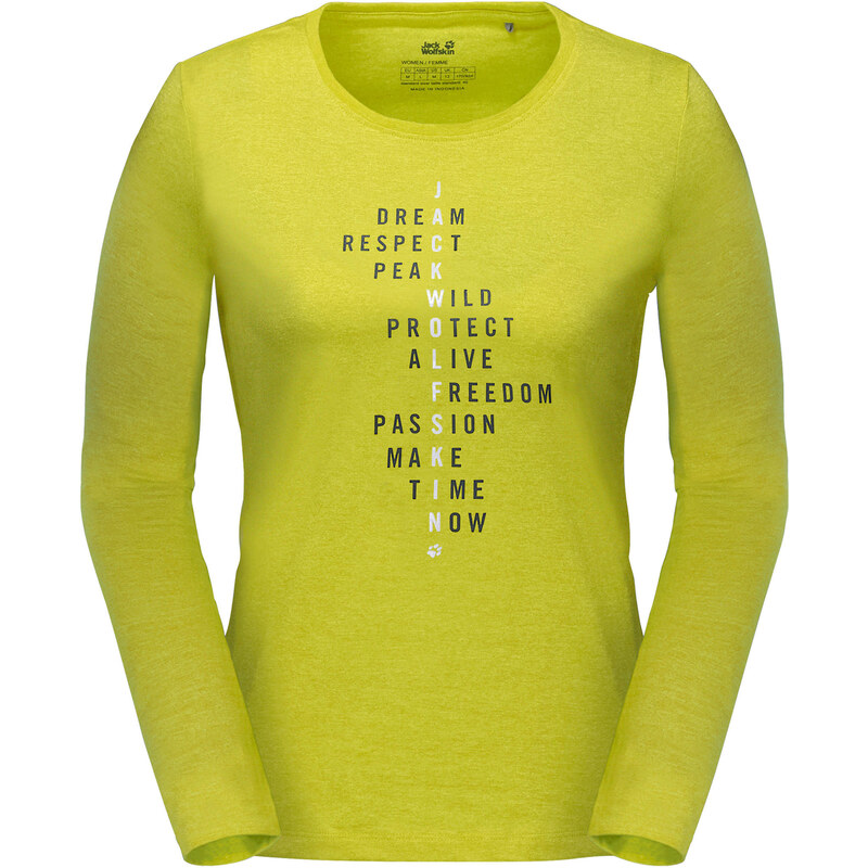 Jack Wolfskin: Damen Funktionsshirt / Langarmshirt Brand Longsleeve Women, limone, verfügbar in Größe L
