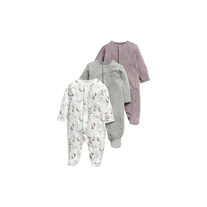 Mamas & Papas Baby-Mädchen Strampler and 3 Pack Deer All in One, 3