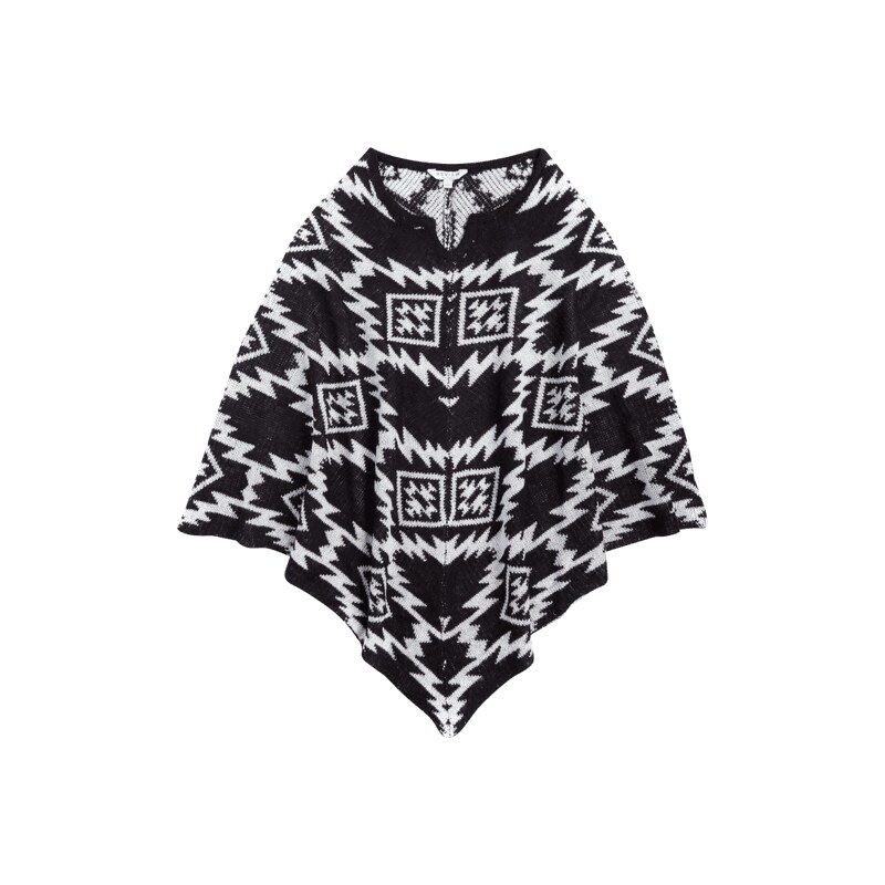 Review for Teens Poncho mit Ikatmuster