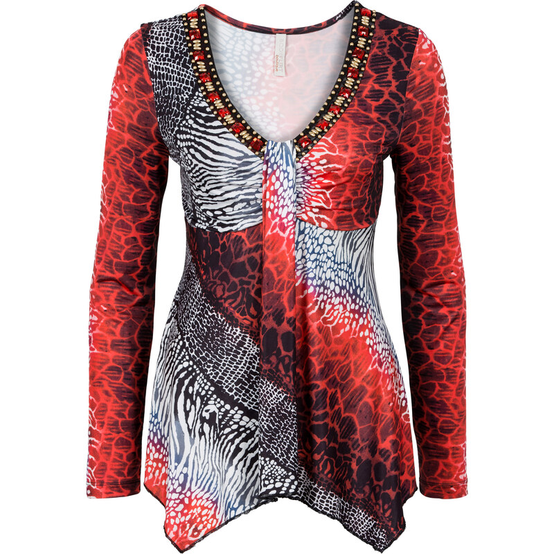 BODYFLIRT boutique Shirt mit Applikation in rot für Damen von bonprix
