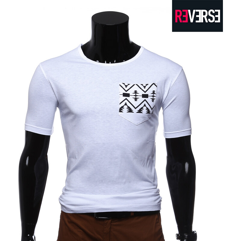 Re-Verse T-Shirt mit Brusttasche samt Ethno-Muster - S