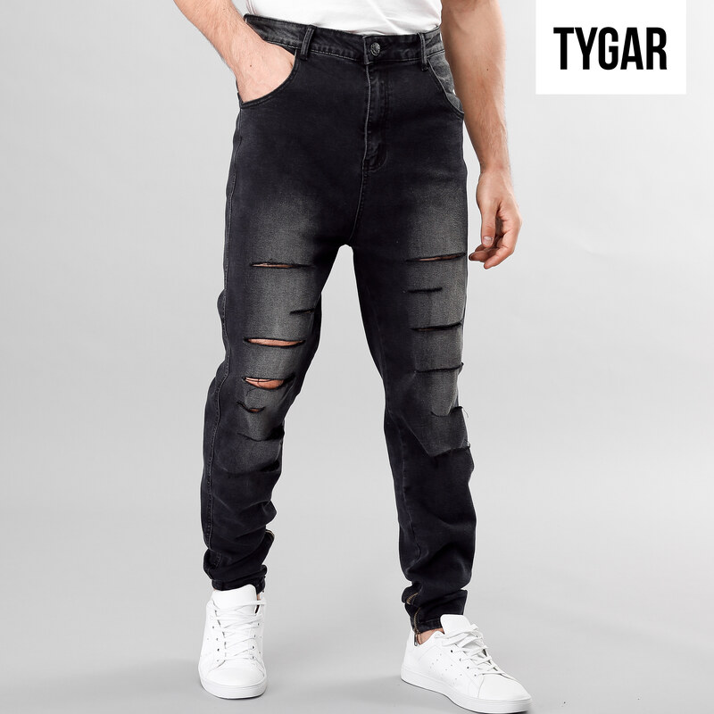 Tygar Regular Fit-Jeans mit tiefem Schritt & Cut-Outs - 33