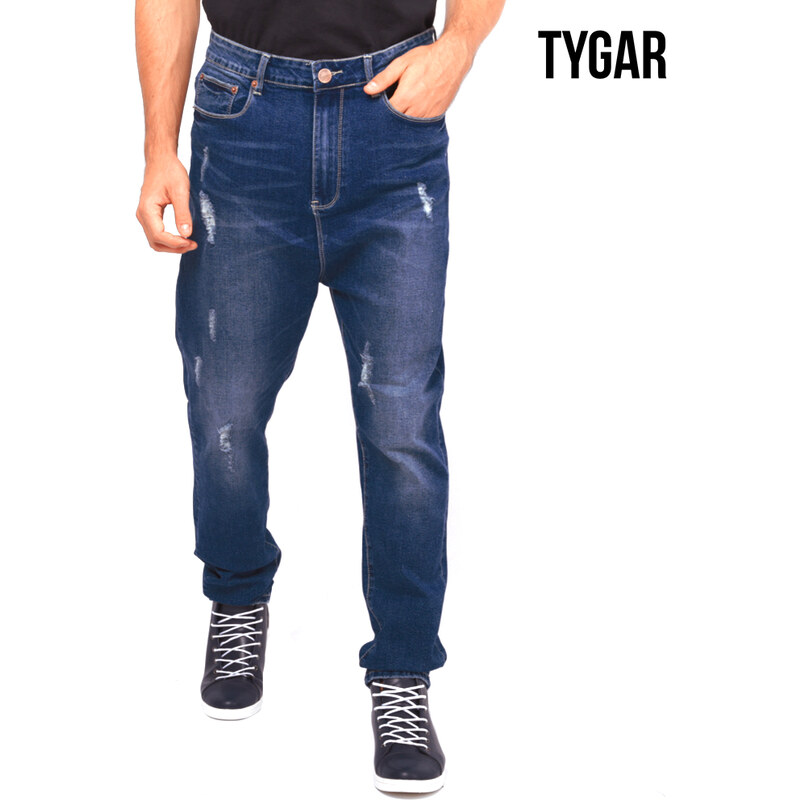 Tygar Regular Fit-Jeans mit tiefem Schritt & Used-Details - 31