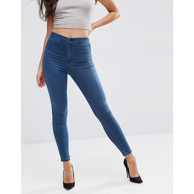 ASOS - Rivington - Denim-Jeggings mit hoher Taille in Mahogany-Waschung - Blau