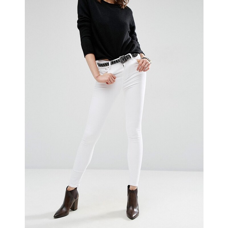 ASOS - Ridley - Enge Jeans mit hoher Taille in Weiß - Weiß