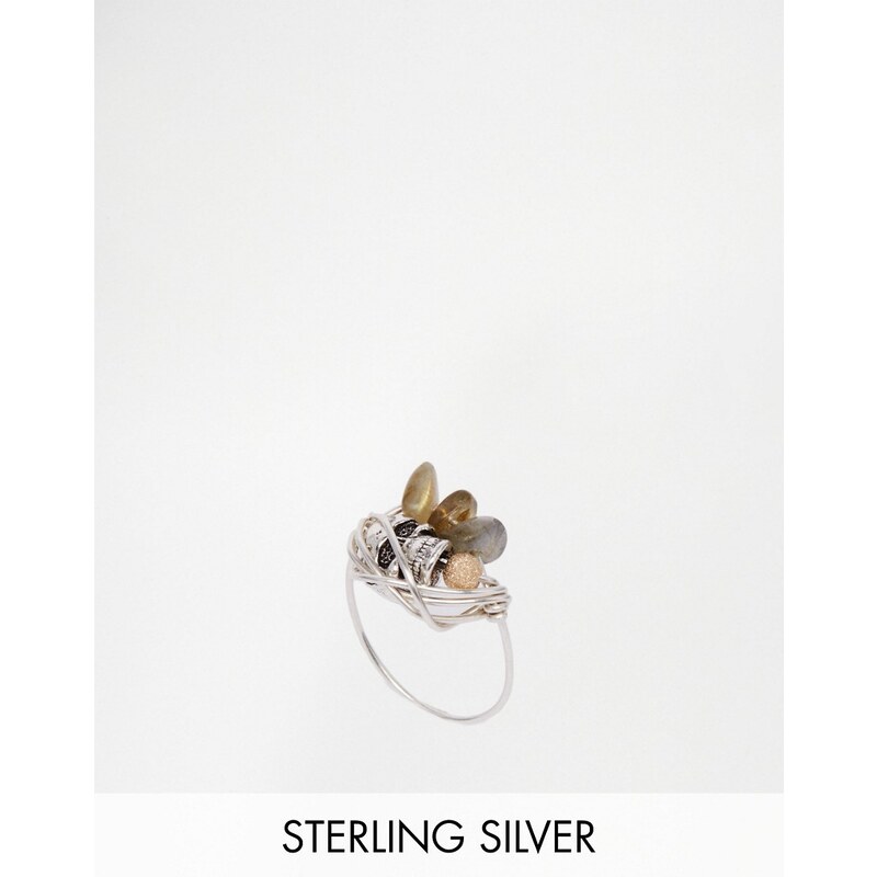 Kat & Bee - Ring mit Stein und Totenkopf - Silber
