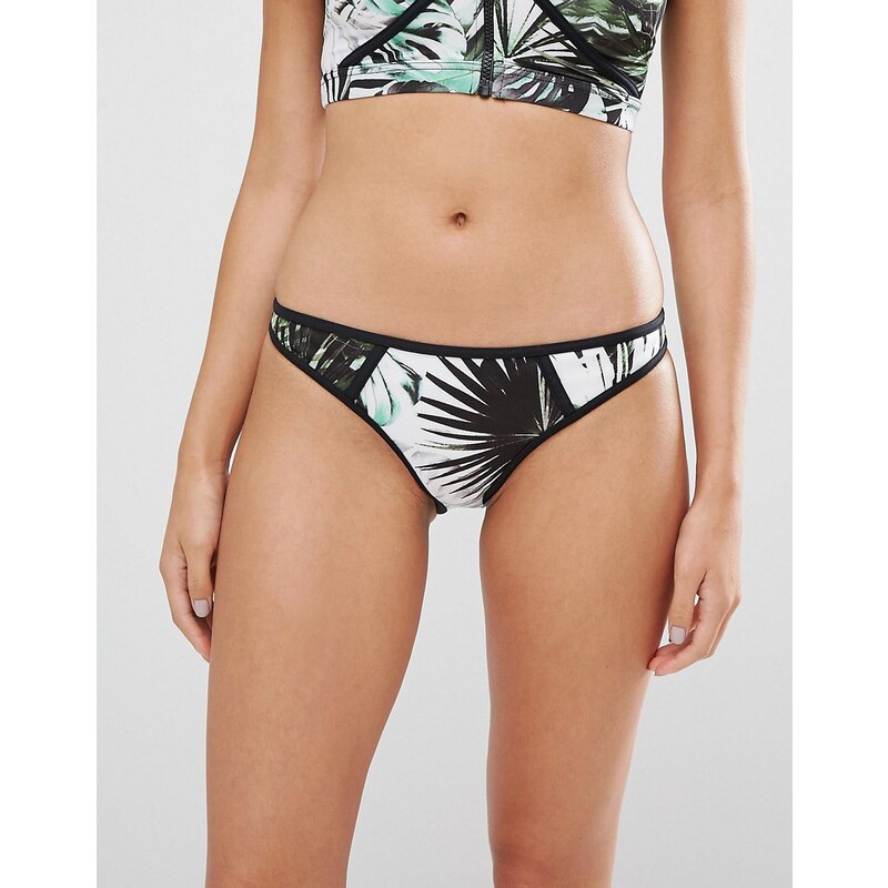 ASOS FULLER BUST- Exklusive Bikinihüfthose mit Fotopalmenprint und Kontrastdesign - Mehrfarbig