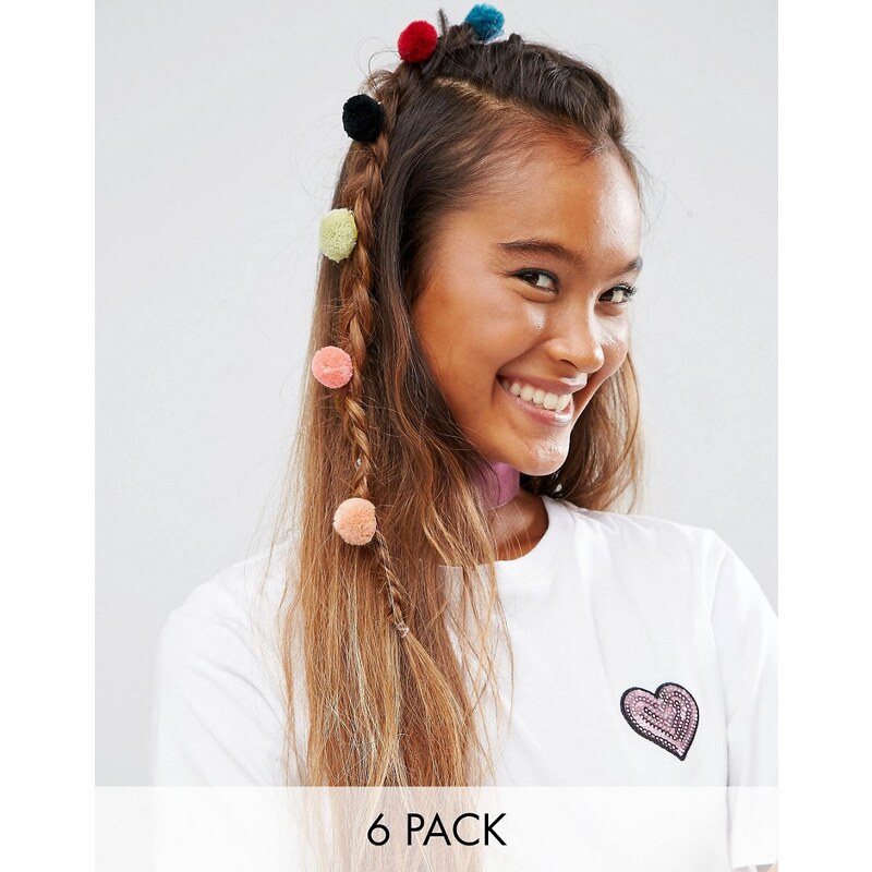 ASOS - Haarclips mit Bommeln im 6er-Pack - Mehrfarbig