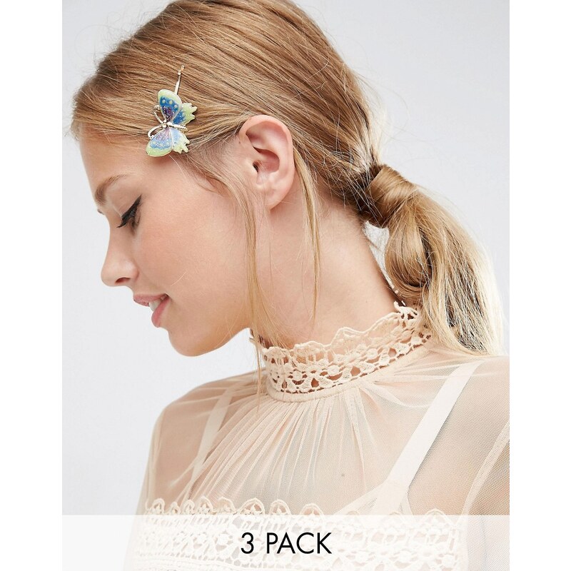 ASOS - 3er-Pack Haarspangen mit Käferdesign - Mehrfarbig