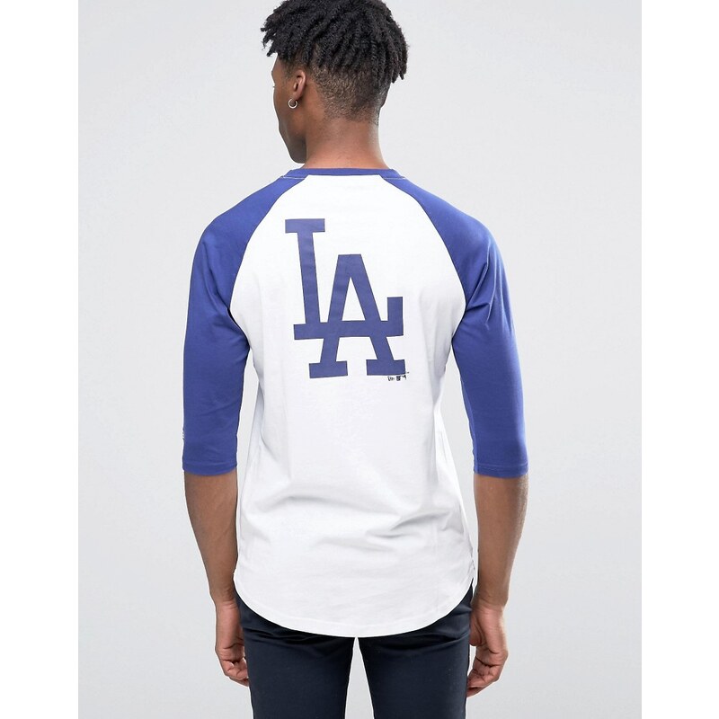 New Era - LA Dodgers Athletics - Raglan-T-Shirt mit 3/4-Ärmeln - Weiß