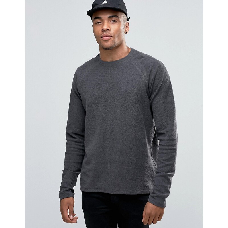 Solid - Lang geschnittenes Sweatshirt mit Raglanärmeln - Grau