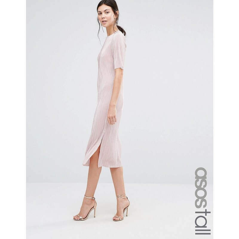 ASOS TALL - Plissiertes T-Shirt-Kleid - Rosa