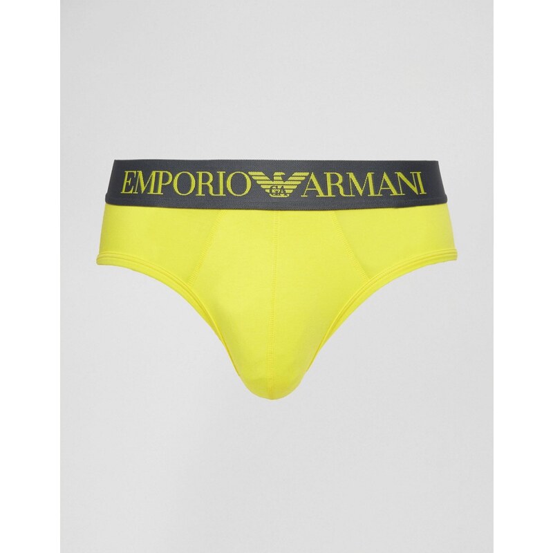 Emporio Armani - Slip mit Logo-Bund - Gelb
