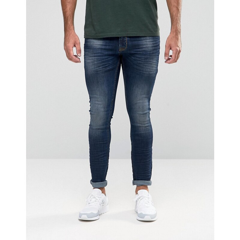 Hoxton Denim - Spray-on-Jeans in indigoblauer Waschung - Marineblau