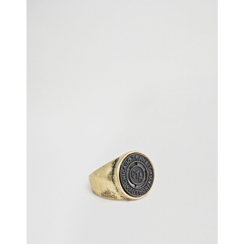 Icon Brand - Ring aus poliertem Gold mit schwarzem Schmuckstein - Gold