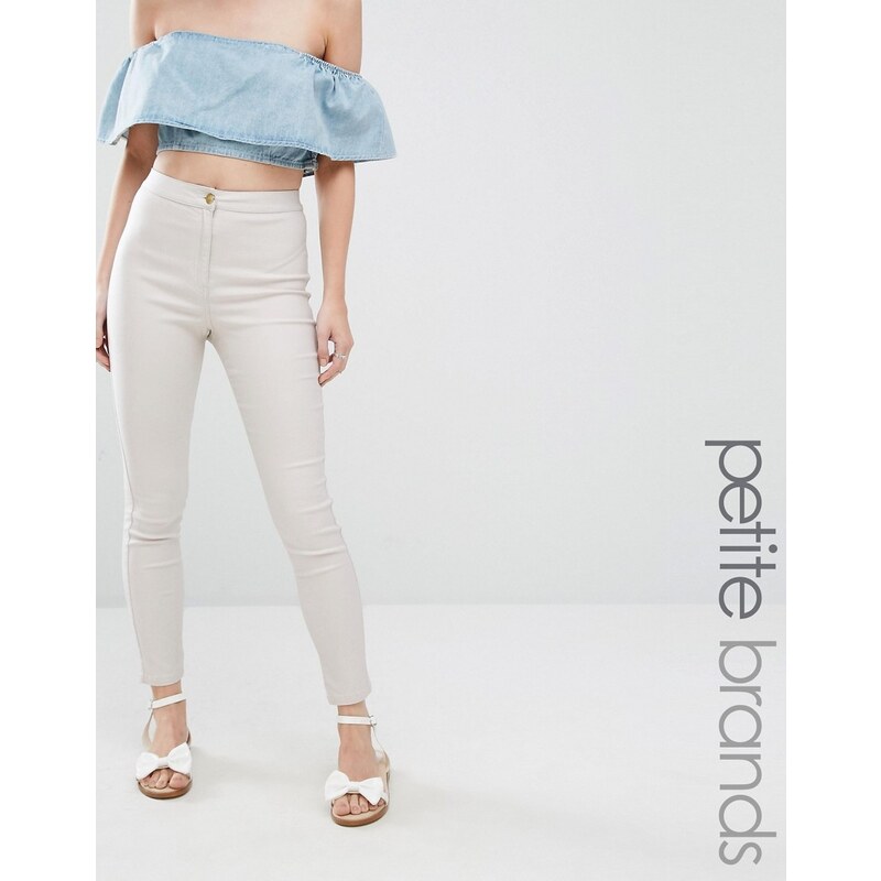 Missguided Petite - Vice - Beschichtete Jeans mit hohem Bund - Beige