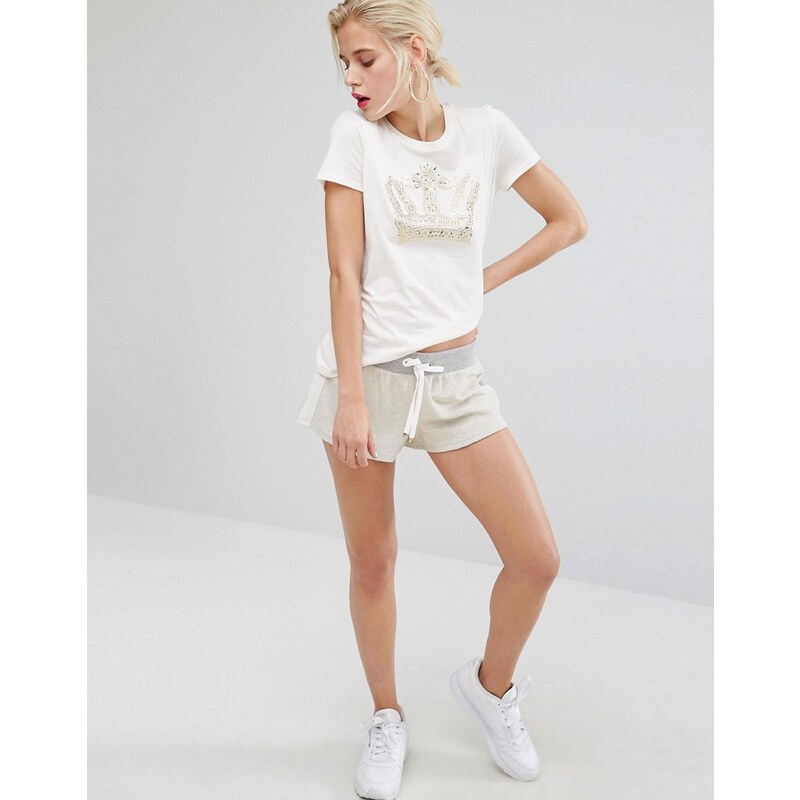 Juicy Couture - Frottee-Shorts in Metallic mit Folie - Gold
