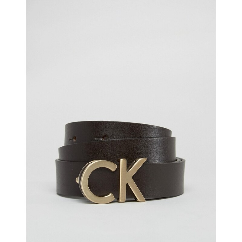 Calvin Klein - Ledergürtel mit CK-Logo - Schwarz