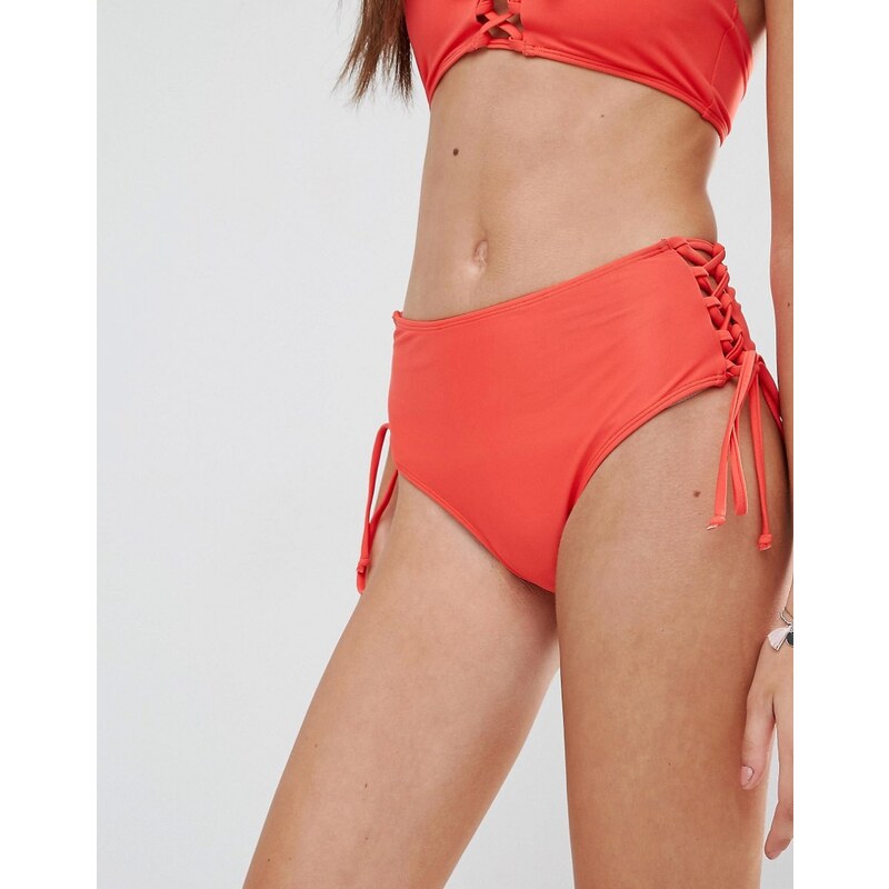 Noisy May - Tan Lines - Bikinihose mit Riemchendesign - Rot
